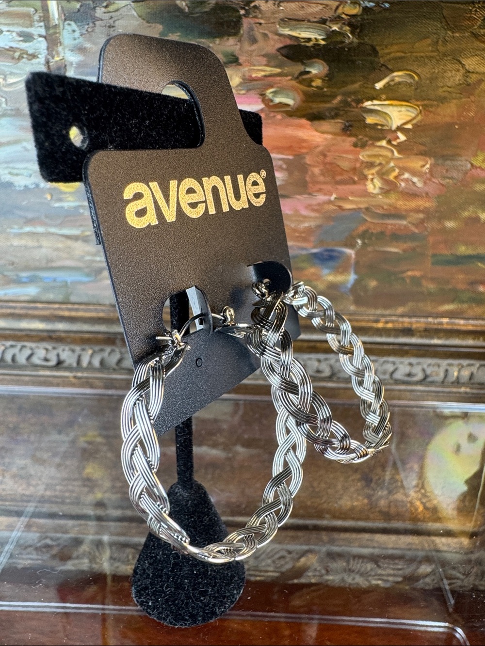 0513-Avenue Silver Braided Hoop Earrings - Textured Metallic Hoops